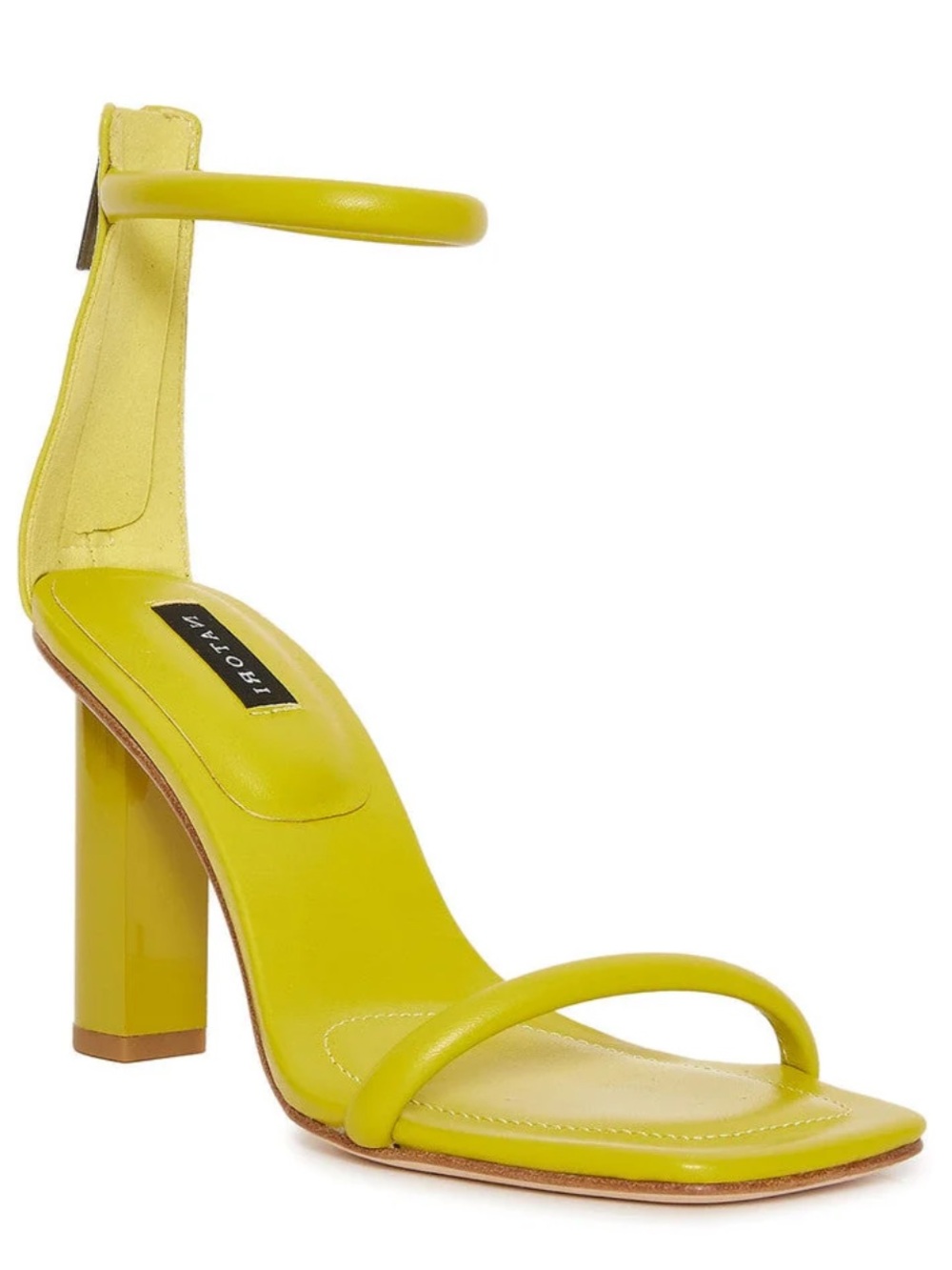 NATORI Citron Glow Nappa Leather Block Heel Sandal 7.5